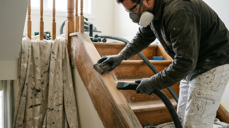 Painter_sanding_wooden_staircase…
