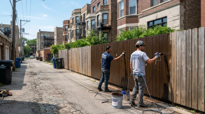Painters_staining_wooden_fence_