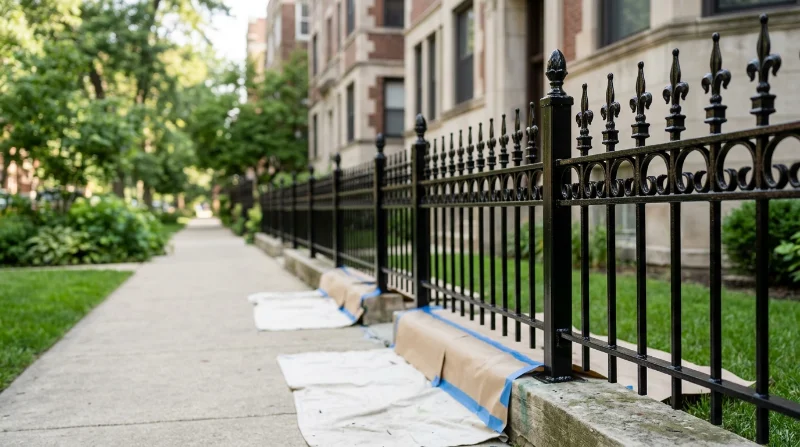Painting_wrought-iron_fence_alon…
