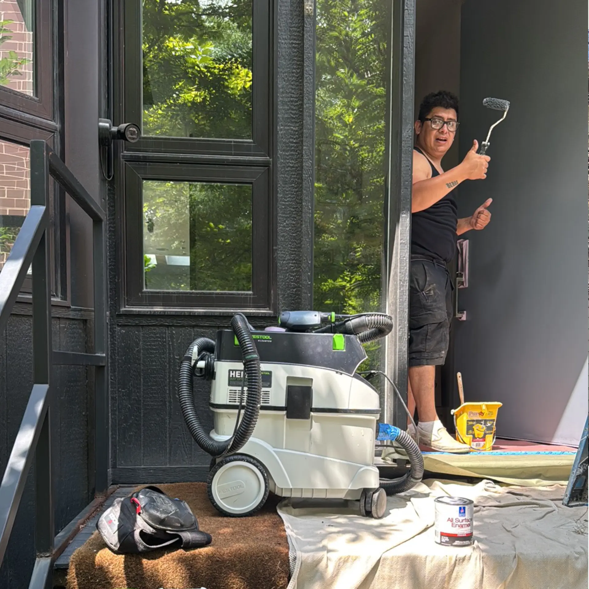 Preparation of an exterior wood frame by Empire Painters Chicago